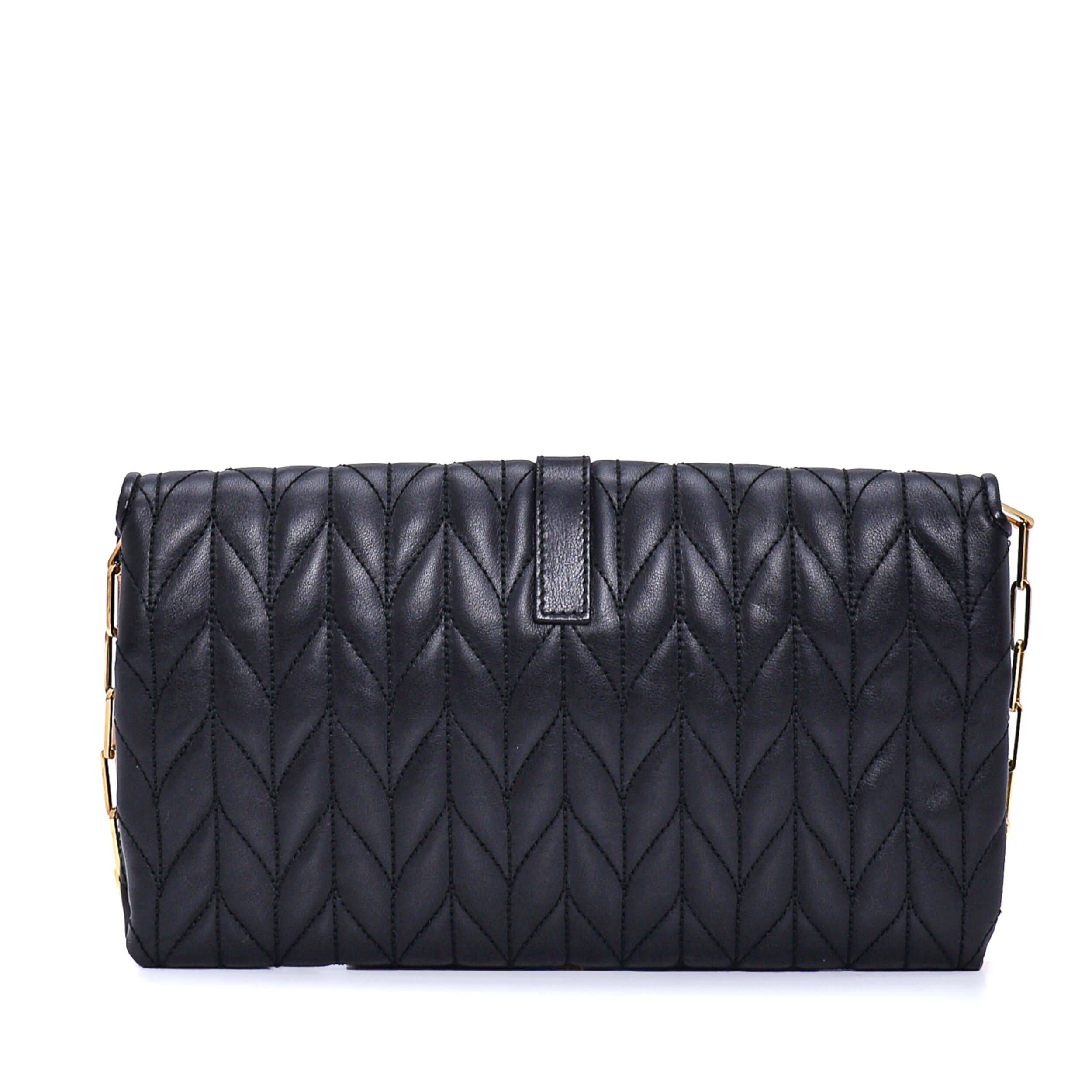 Gucci -  Black Leather Tiger Buckle Detail Chain Bag